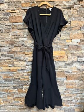 Spense One Piece Jumpsuit Black Flare Leg Sz 14 Elegant Classic Party Old Money